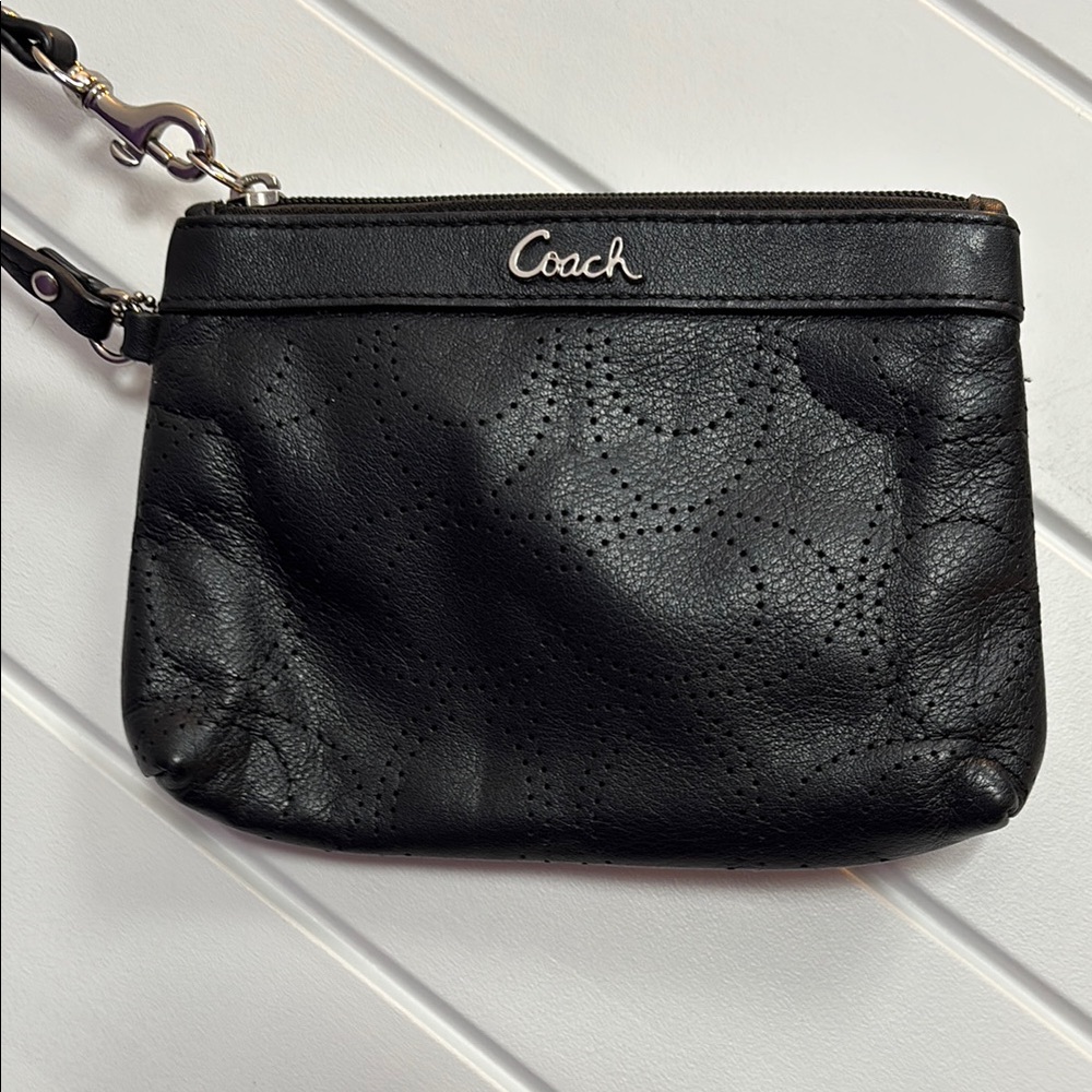 Coach Black Leather Wristlet
